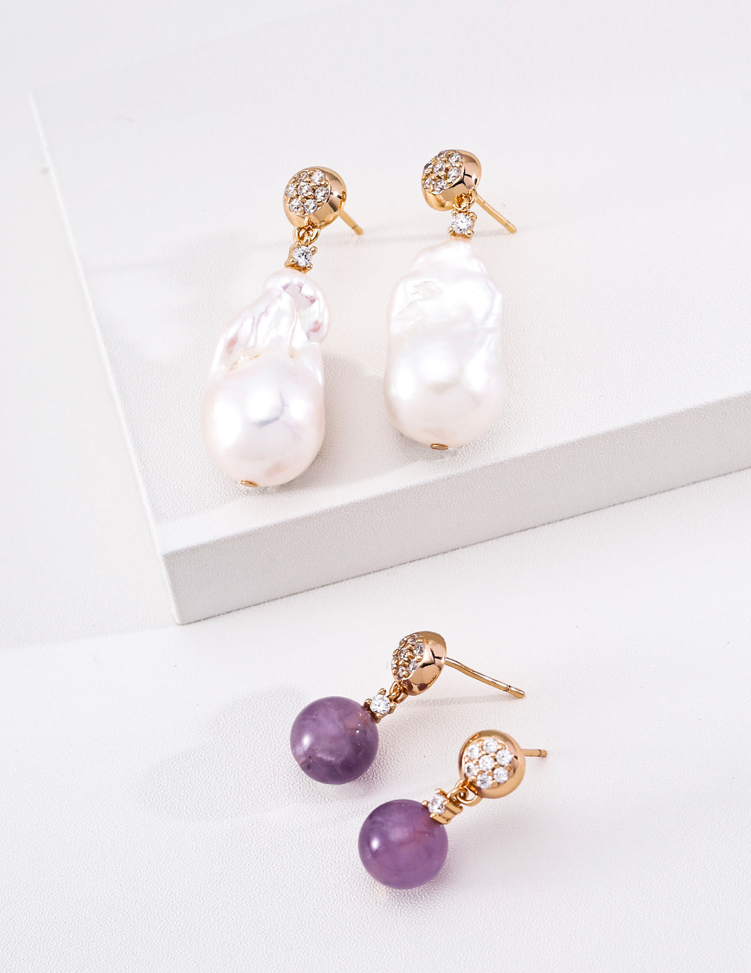 Baroque Pearl & Amethyst earing