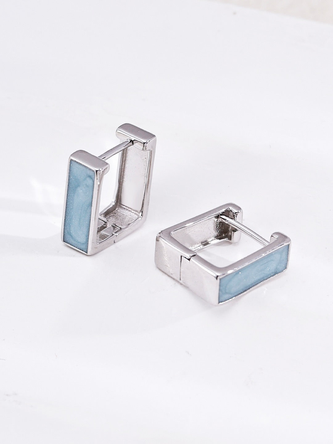 Simple French-style drip enamel earrings + s925