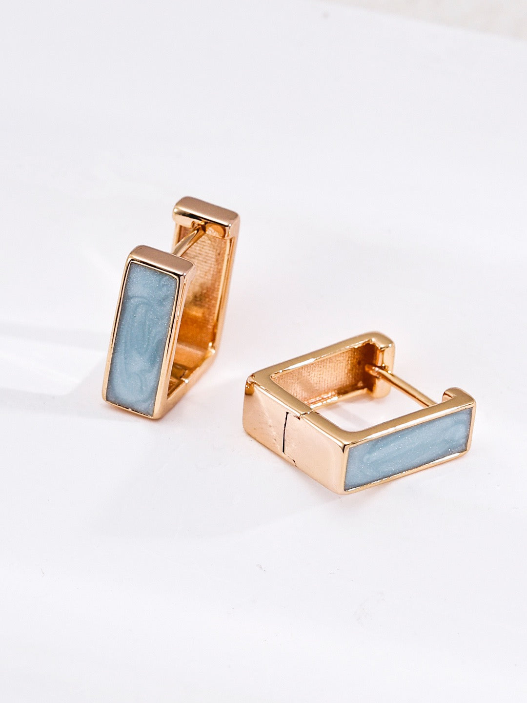Simple French-style drip enamel earrings + s925