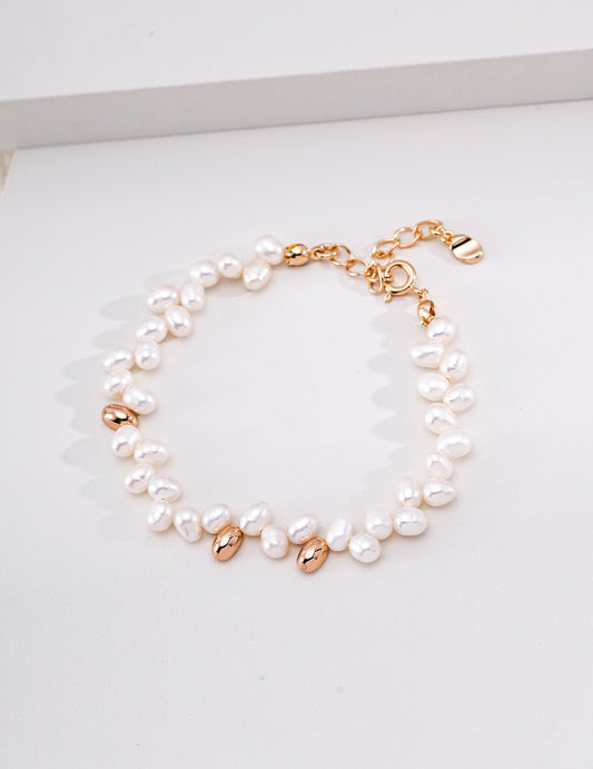S925 Sterling Silver Simple Natural Pearl Bracelet